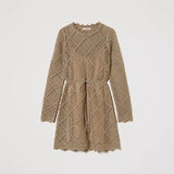 Vestido curto Twinset dourado em malha lurex