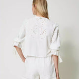 Pantalón corto Twinset blanco con bordado