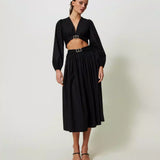 Blusa curta Twinset em popeline preta