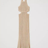 Vestido midi Twinset de punto beige con abalorios