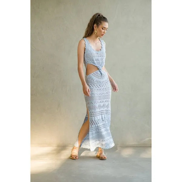 Cecilia Prado long dress in blue knitted fabric with openings | Violeta online store Violeta Store Cecilia Prado long dress in blue knitted fabric with openings | Violeta online store Violeta Store