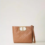 Mala TWINSET com Alça e Pega Oval em Camel