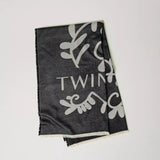 Écharpe em lã preta TWINSET com logotipo floral