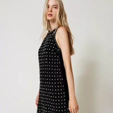 Vestido curto TWINSET em veludo com pedras bordadas