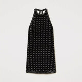 Vestido curto TWINSET em veludo com pedras bordadas