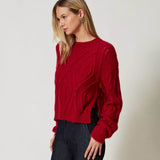 Camisola TWINSET em lã vermelha com losângulos
