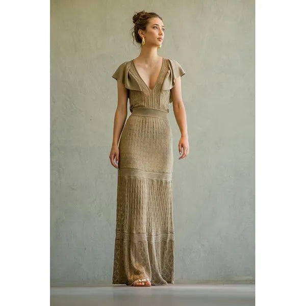 Cecilia Prado long dress in beige knitted mesh | Violeta online store Violeta Store Cecilia Prado long dress in beige knitted mesh | Violeta online store Violeta Store