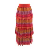 Conjunto t-shirt e saia Cecilia Prado em malha tricotada colorida