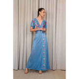 Vestido longo Cecilia Prado em malha tricotada azul
