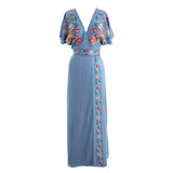 Vestido longo Cecilia Prado em malha tricotada azul