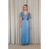 Vestido longo Cecilia Prado em malha tricotada azul