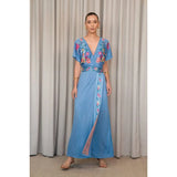 Vestido longo Cecilia Prado em malha tricotada azul