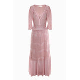Vestido midi Cecilia Prado em malha tricotada rosa
