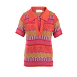 Conjunto t-shirt e saia Cecilia Prado em malha tricotada colorida