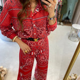 Conjunto bandana em vermelho de blusa e calça