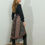 Saia Midi em Tricot com Franjas e Tecido Moana | CECILIA PRADO