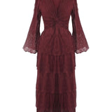 Vestido em Tricot Bordeaux com Folhos Marcela | CECILIA PRADO