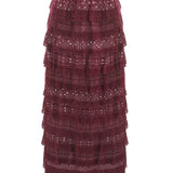 Saia em Tricot Bordeaux com Folhos Mara | CECILIA PRADO