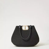 Tote bag TWINSET em ráfia preta