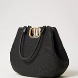 Tote bag TWINSET em ráfia preta