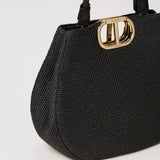 Tote bag TWINSET em ráfia preta