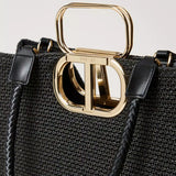 Tote bag TWINSET em ráfia preta