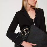 Tote bag TWINSET em ráfia preta