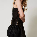Mala bucket bag TWINSET em crochet preto