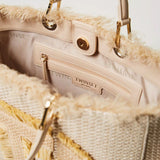 Mala tote bag TWINSET em rafia com logotipo