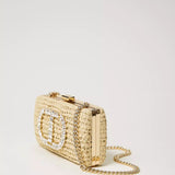 Clutch TWINSET em ráfia com logotipo em strass