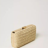 Clutch TWINSET em ráfia com logotipo em strass