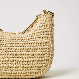 Mala TWINSET mini bag de rafia com logo em strass