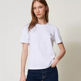 T-Shirt branca TWINSET com logo metálico