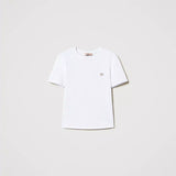 T-Shirt branca TWINSET com logo metálico