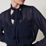 Camiseiro midi acetinado TWINSET azul marinho