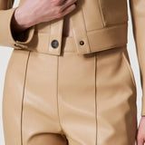 Calça straight leg TWINSET bege em ecopele