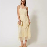 Vestido midi TWINSET em tule amarelo