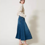 Saia jeans midi TWINSET com cinto