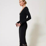 Vestido midi TWINSET preto em malha fria