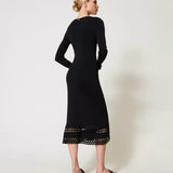 Vestido midi TWINSET preto em malha fria