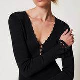 Vestido midi TWINSET preto em malha fria