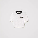 T-shirt de malha tricotada TWINSET em branco com contraste no