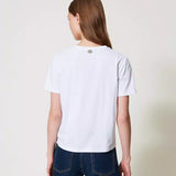 T-Shirt branca TWINSET com logotipo bordado à frente