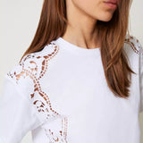 T-shirt TWINSET em branco com bordado inglês
