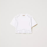 T-shirt TWINSET em branco com bordado inglês