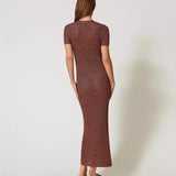 Vestido midi TWINSET em malha lurex com botões