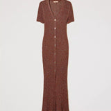 Vestido midi TWINSET em malha lurex com botões