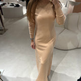 Vestido longo Ottod'ame em bege de malha elástica