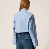 Camisa Larga em Popeline Azul | TWINSET