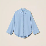 Camisa Larga em Popeline Azul | TWINSET